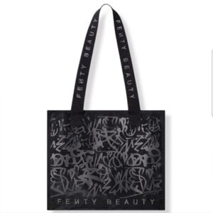 RIHANNA FENTY BEAUTY FENTY Large Black Mesh Structured Tote Bag 14x12x4 In